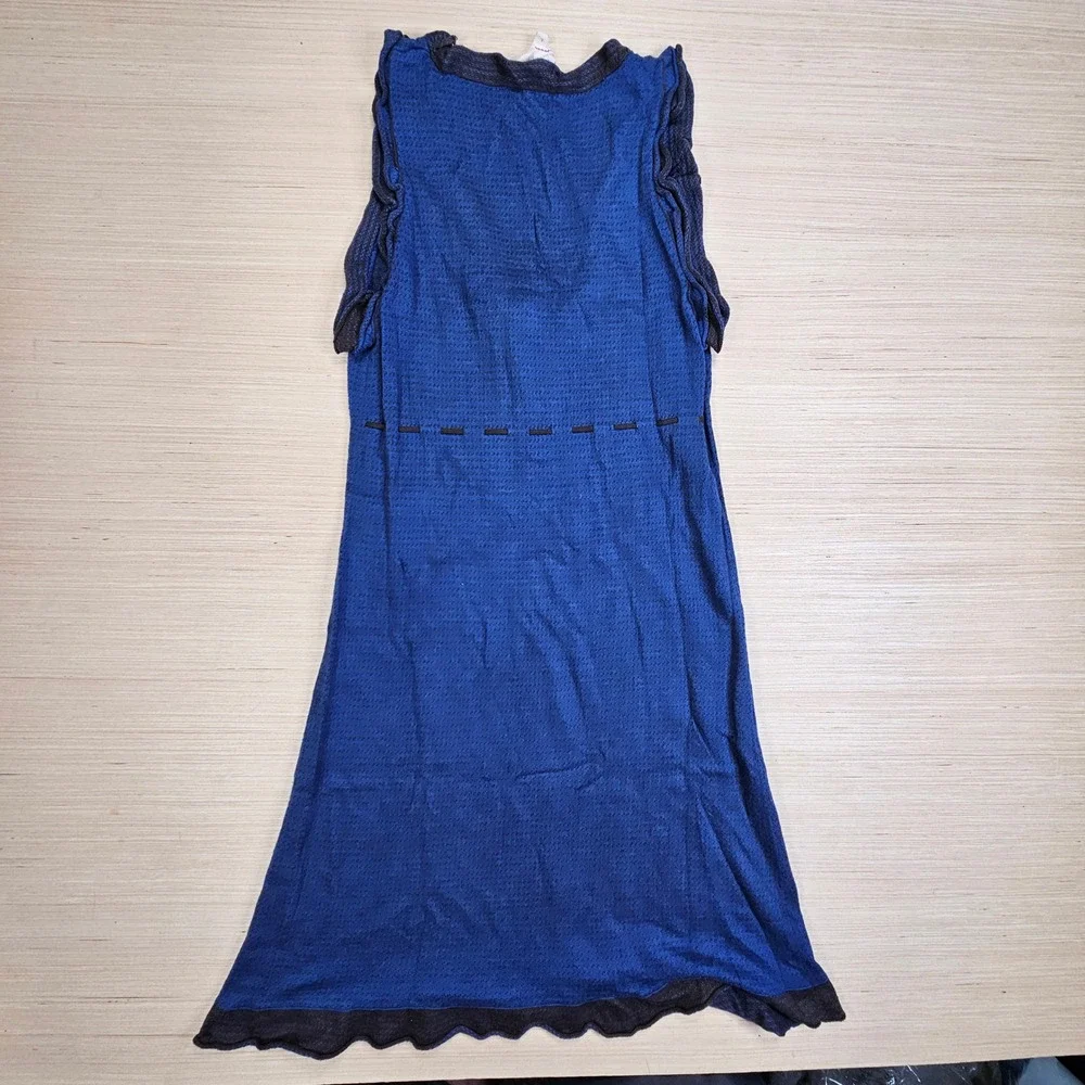 Chelsea & Violet Dress Women L Blue Sleeveless Knit‎ Ruffle Trim Drawstring
